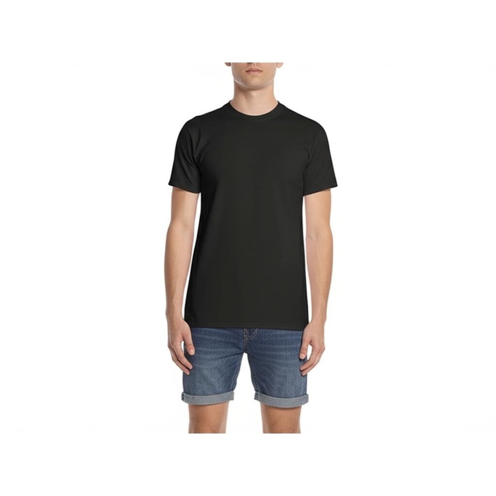 GILDAN Unisex Black Short Sleeve V-Neck Casual Solid T-Shirt Size M